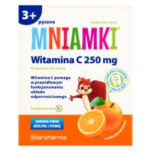Zdjęcie produktu - Mniamki Witamina C 250 mg pastylki do ssania o smaku pomarańczowym, 60 pastyl.
