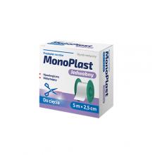 Zdjęcie produktu - MonoPlast Przylepiec jedwabny do cięcia na rolce 5m x 2,5cm