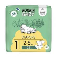 Zdjęcie produktu - MOOMIN BABY Newborn Pieluszki ekologiczne 1 (2-5kg), 25szt.