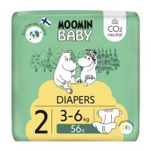 Zdjęcie produktu - MOOMIN BABY Newborn Pieluszki ekologiczne 2 (3-6kg), 56szt.