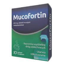 Zdjęcie produktu - Mucofortin 600 mg, Lek na mokry kaszel z uporczywą wydzieliną ACC, 10 tabletek musujących