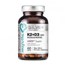 Zdjęcie produktu - MyVita Silver Forte Naturalna witamina K2 MK-7 100 mcg + D3 2000 j.m., 60 kaps.