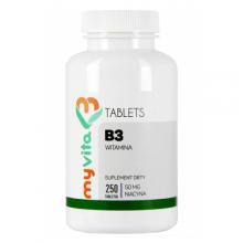 Zdjęcie produktu - MyVita Witamina B3 50 mg, 250 tabl. - suplement diety z witaminą B3 (nicyna)