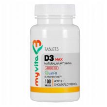 Zdjęcie produktu - MyVita Witamina D3 Max 4000 IU, 100 tabl. - suplement diety z witaminą D