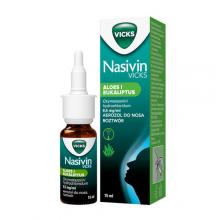 Zdjęcie produktu - Nasivin Vicks Sinex Aloes i Eukaliptus Aerozol na zatkany nos i katar, 15 ml