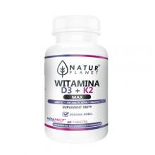 Zdjęcie produktu - NaturPlanet Witamina K+D3 Max, 60tabl. KR&Oacute;TKA DATA 30.09.2026