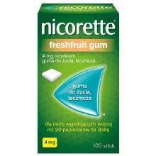 Zdjęcie produktu - NICORETTE FRESHFRUIT GUM 4 mg, 105 sztuk USZKODZONE TEKTUROWE OPAKOWANIE