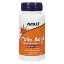 Zdjęcie produktu - Now Foods Folic Acid 800 mcg with Vitamin B-12, 250 tabl. - kwas foliowy
