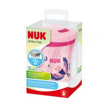 Zdjęcie produktu - NUK Action Cup Kubek niekapek z silikonową słomką 12m+ r&oacute;żowy, 230ml