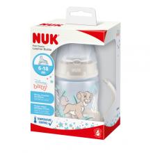 NUK First Choice Butelka z uchwytami ze wskaźnikiem temperatury silikonowy ustnik niekapek 150ml 6-18m Kr&oacute;l Lew