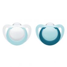 NUK Genius Silikonowy smoczek uspokajający turkusowy/biały 18-36m, 2 sztuki