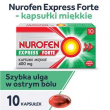 Zdjęcie produktu - Nurofen Express Forte - 10 kapsułek KR&Oacute;TKA DATA 31.10.2026