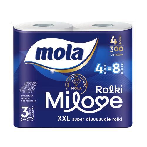 Miniaturka artykułu - MOLA Milove Papier toaletowy, 4 rolki USZKODZONE FOLIOWE OPAKOWANIE