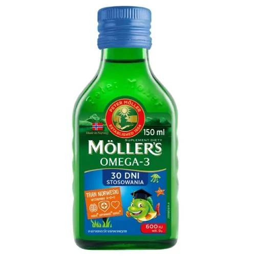 Miniaturka artykułu - Moller's Tran Norweski o aromacie owocowym, 150 ml