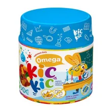 Zdjęcie produktu - Omega Kic Kic żelki o smaku owocowym bez cukru, 45 szt. KR&Oacute;TKA DATA  15.12.2026