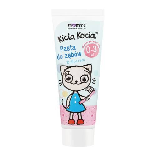 Miniaturka artykułu - MOMME Kicia Kocia Pasta do zęb&oacute;w Guma balonowa 0-3 lata, 50ml
