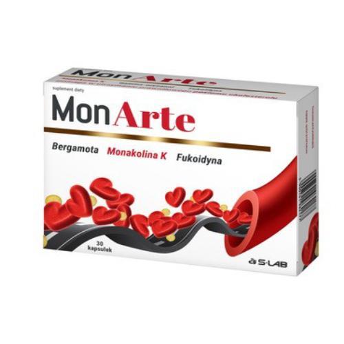 Miniaturka artykułu - MonArte, 30 kapsułek - Monakolina K na prawidłowy poziom cholesterolu USZKODZONE TEKTUROWE OPAKOWANIE