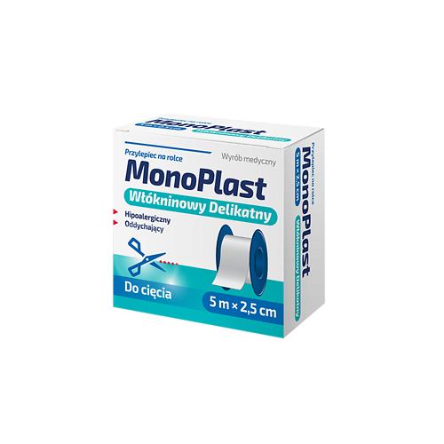 Miniaturka artykułu - MonoPlast Przylepiec wł&oacute;kninowy delikatny 5 m x 2,5 cm, 1 szt.