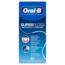 Zdjęcie produktu - Oral-B Superfloss Nić dentystyczna do aparat&oacute;w ortodontycznych i most&oacute;w, 50 pasm