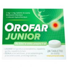 Zdjęcie produktu - Orofar Junior smak pomarańczowy, 24 tabletki do ssania