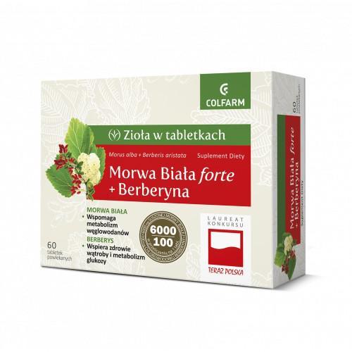 Miniaturka artykułu - Morwa Biała forte + Berberyna, 60tabl.powl. USZKODZONE TEKTUROWE OPAKOWANIE
