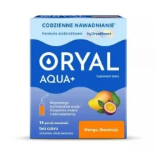 Zdjęcie produktu - Oryal Aqua+ Mango, Marakuja, 14 sasz. KR&Oacute;TKA DATA 03.01.2027