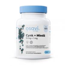 Zdjęcie produktu - OSAVI Cynk 15 mg + Miedź 1 mg, 120 kaps.