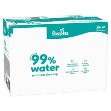 Zdjęcie produktu - Pampers Aqua 99% Water Chusteczki nawilżane dla dzieci, 20 x 60 szt.