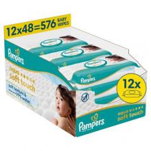 Zdjęcie produktu - Pampers Aqua Soft Touch Chusteczki nawilżane, 12 x 48 szt. USZKODZONY KARTON