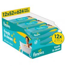 Pampers Fresh Clean Chusteczki nawilżane, 12x52szt.