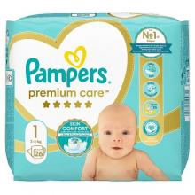 Zdjęcie produktu - Pampers Premium Care Pieluszki rozmiar 1, 26 sztuk USZKODZONA FOLIA