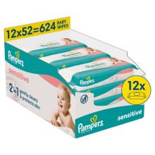 Zdjęcie produktu - Pampers Sensitive Chusteczki nawilżane, 12x52szt. (łącznie 624 szt)