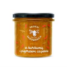 Zdjęcie produktu - Pasieki Rodziny Sadowskich Mi&oacute;d z kurkumą i pieprzem cayenne, 430 g