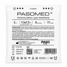 Zdjęcie produktu - Pasomed Kompresy jałowe z gazy bawełnianej 17N 8W, 7,5x7,5 cm, 3 szt.