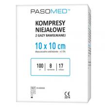 Zdjęcie produktu - Pasomed Kompresy niejałowe 17 nitkowe 8 warstwowe 10 x 10 cm, 100 szt.