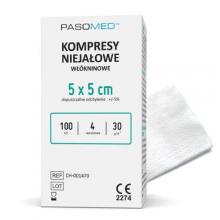Zdjęcie produktu - PASOMED Kompresy niejałowe wł&oacute;kninowe 4W 5 x 5 cm, 100 szt.