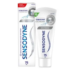 Zdjęcie produktu - Sensodyne Odbudowa i Ochrona Whitening Pasta wybielająca z fluorem do nadwrażliwych zęb&oacute;w, 75 ml