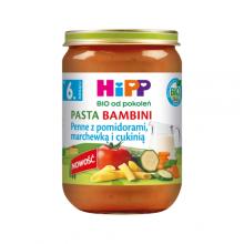 Zdjęcie produktu - HiPP BIO Pasta Bambini Penne z pomidorami, marchewką i cukinią po 6. miesiącu, 190 g