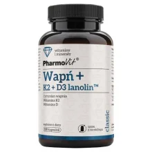 Zdjęcie produktu - PHARMOVIT Wapń + K2 + D3 lanolin, 120kaps.