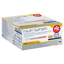 Zdjęcie produktu - PIC Insulin Syringes Jednorazowa strzykawka insulinowa 0,5 ml G29 0,33 mm x 12,7 mm, 100 szt.