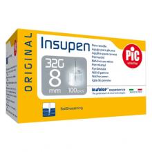 Zdjęcie produktu - PIC Insupen Igły do pen&oacute;w insulinowych 32G 8mm, 100 sztuk