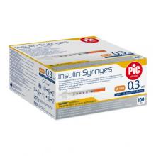 Zdjęcie produktu - PIC solution Insulin Syringes 31G (0,25mm) x 8mm jednorazowa strzykawka insulinowa, 100 szt.