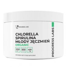 Zdjęcie produktu - Progress Labs Chlorella Spirulina Młody jęczmień Organic 400 mg, 500 tabl.
