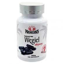 Zdjęcie produktu - PROHERBIS Węgiel aktywny 300 mg, 100 kaps.