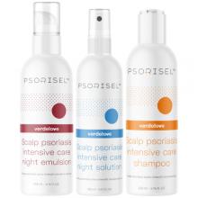 Zdjęcie produktu - PSORISEL Zestaw dermokosmetyków do pielęgnacji skóry głowy u osób z objawami łuszczycy: Szampon, 200ml + Emulsja na noc, 200ml + Płyn do skóry głowy, 150ml