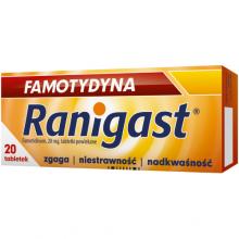 Zdjęcie produktu - Ranigast Famotydyna 20mg, Lek na zgagę  - 20 tabletek 