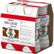 Zdjęcie produktu - Resource Junior Płyn smak czekoladowy, 4 x 200ml USZKODZONE OPAKOWANIE  TEKTUROWE ZBIORCZE