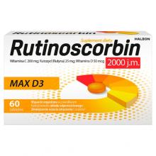 Zdjęcie produktu - Rutinoscorbin Max zawiera witaminę D3 2000 j.m., witaminę C i rutozyd,  60 tabl.