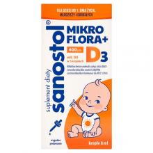 Zdjęcie produktu - Sanostol Mikroflora + D3 krople, 8 ml