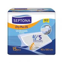 Zdjęcie produktu - SEPTONA Dry Plus Podkłady higieniczne XL 90x180cm, 15 szt. USZKODZONE FOLIOWE OPAKOWANIE